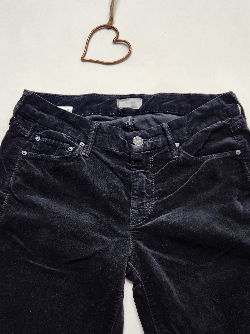 ⭐️MOTHER The Looker Black Velvet Skinny Jeans Pants Size 27 Minimalist Party